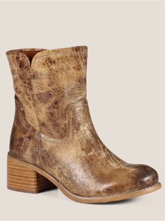 Diba True Shoes - Women's Brown Distressed Leather Ankle Bootie